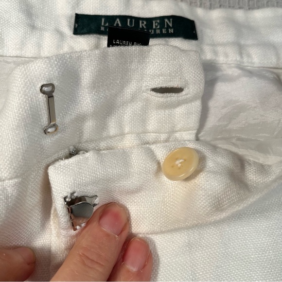 Ralph Lauren white lined linen wide leg pants 12 - Picture 4 of 5